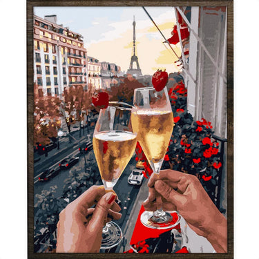 Champagne in Parijs - Diamond Painting - 50x40cm - Rond